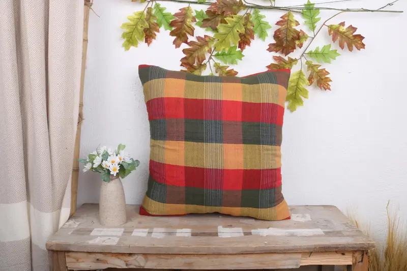 Vintage Throw Pillow Sham, Cushion Case, Pillow for Couch, Authentic Cushion Case, Handmade Kilim Cushion, Gift Pillow, 18x18 Yellow Pillow Cover - 1