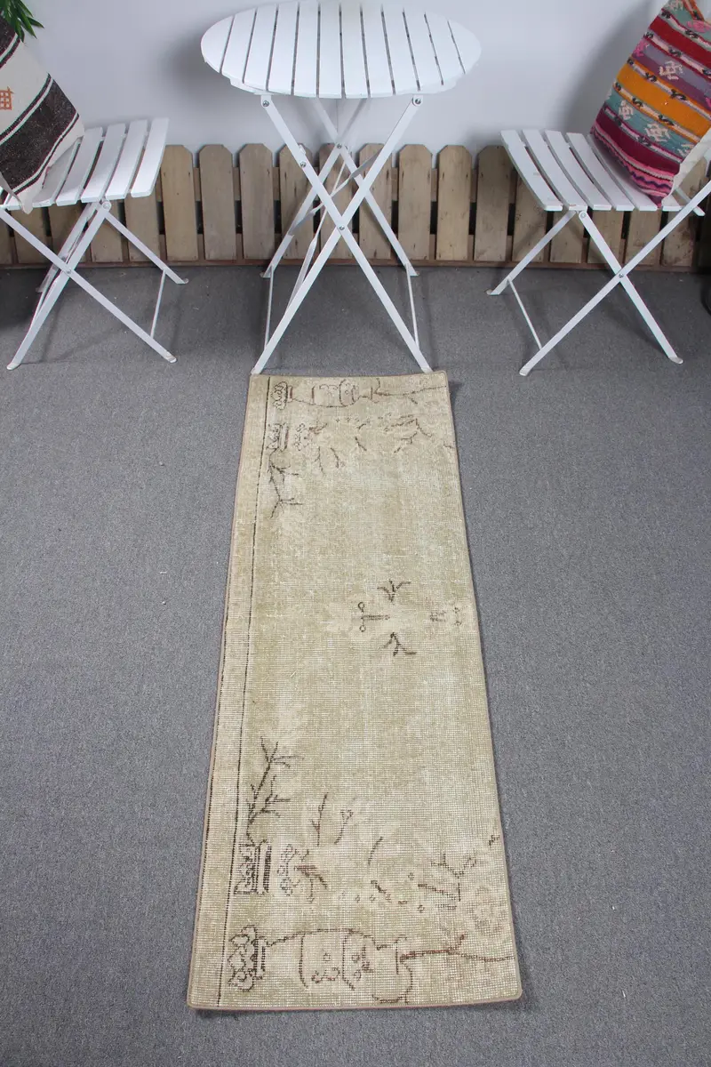 Alfombra verde con detalles en marrón, decoración elegante de 1,6x4,7 pies