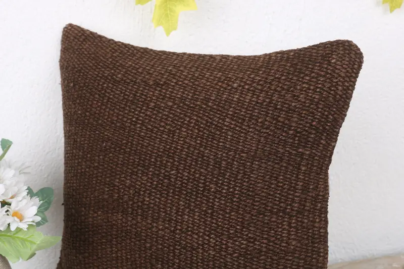 12x12 Brown Pillow Sham, Colorful Pillow Case, Boho Pillow, Antique Pillows, Bench Pillow Cover, Cushion Cover, Vintage Kilim Throw Pillow - 5
