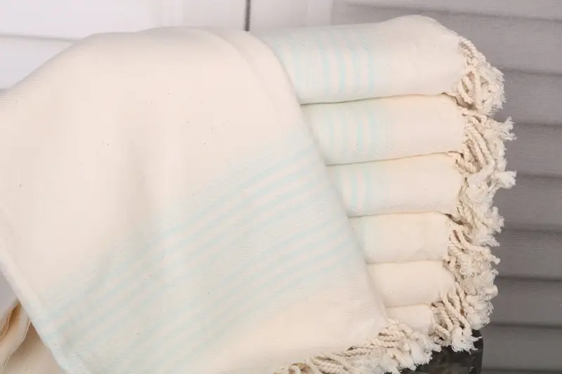 Striped Towel Bridesmaid Gift Custom Beach Towel 40x79 Inches Mint Linen