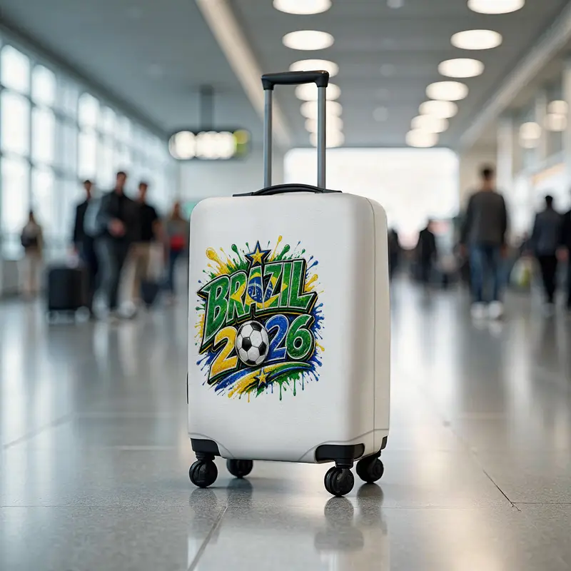Brazil Soccer Luggage Cover, 2026 Fan Suitcase Protector with Vibrant Sports Design - 1