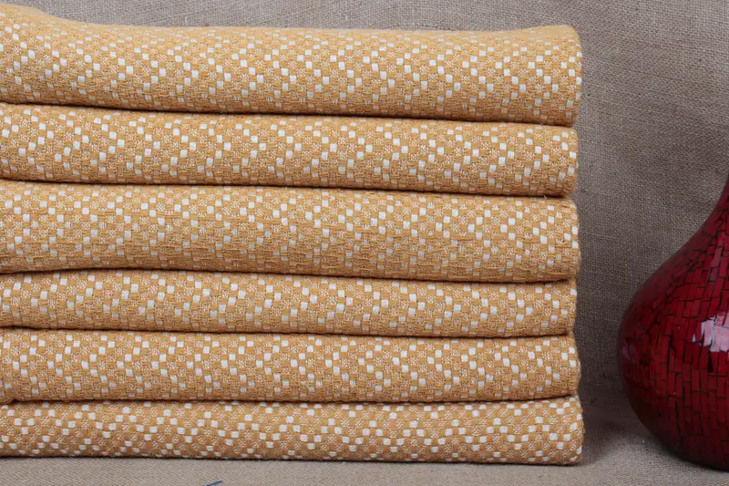 Small Turkish Tea Towel Mustard Herringbone, Beige, 20x32 Inches