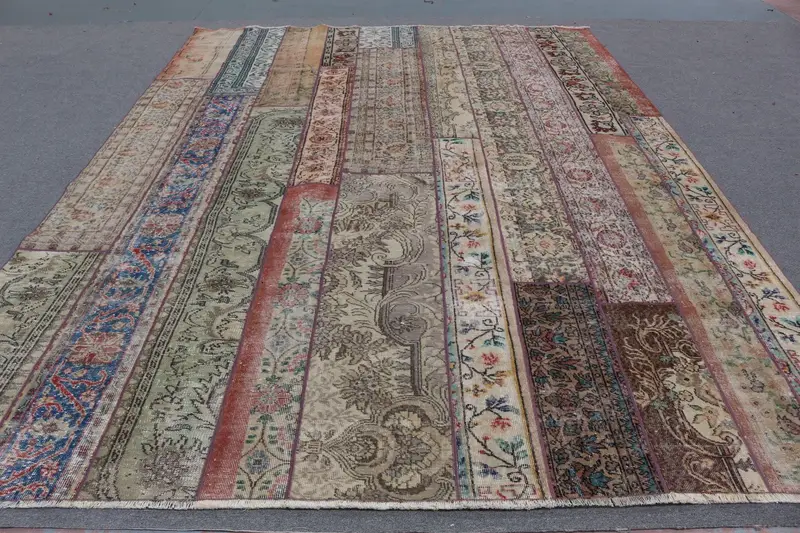 鮮やかなレインボーラグ、9x11フィートのペルシャ柄