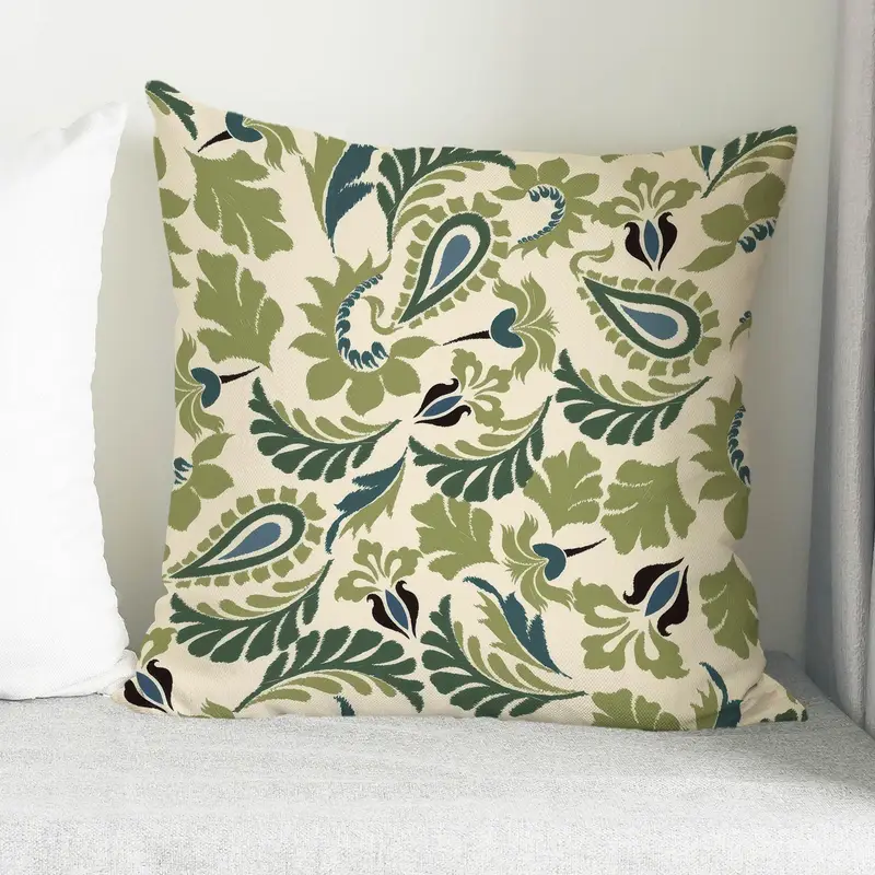 Kissen mit grünem Blattdruck: Botanischer Muster-Wohndekor-Akzent