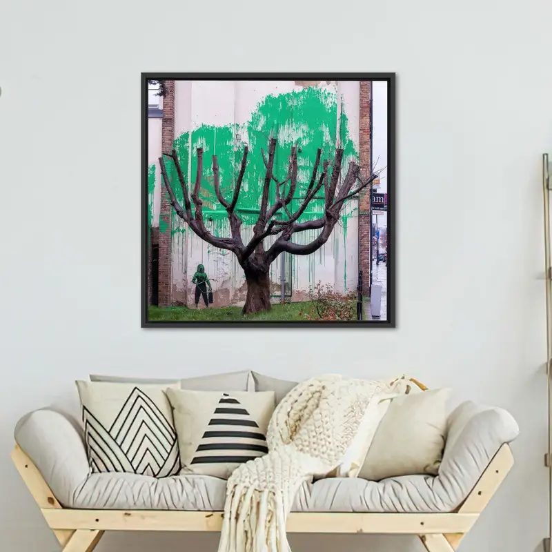 鮮やかなバンクシー ツリー グラフィティ キャンバス: ロンドンの芸術的エッセンス