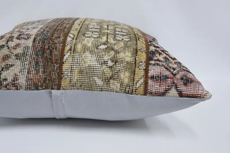 Antique Pillows, Cushion Case, Toss Pillow Case, Ethnical Kilim Rug Pillow, Natural Cushion, Vintage Kilim Pillow, 28x28 Beige Cushion - 5