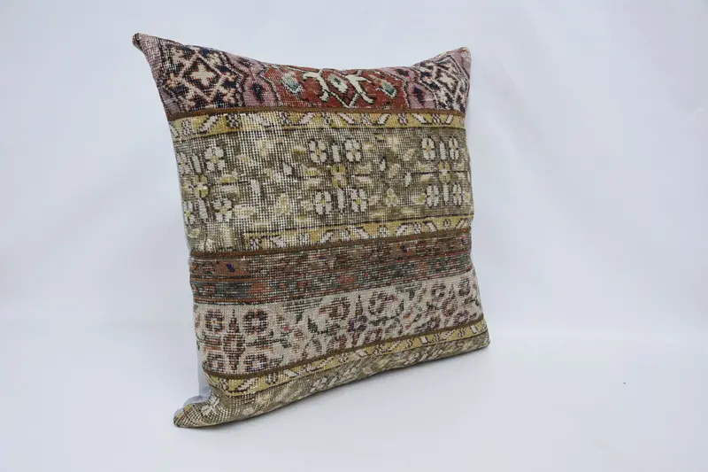 Antique Pillows, Cushion Case, Toss Pillow Case, Ethnical Kilim Rug Pillow, Natural Cushion, Vintage Kilim Pillow, 28x28 Beige Cushion - 3