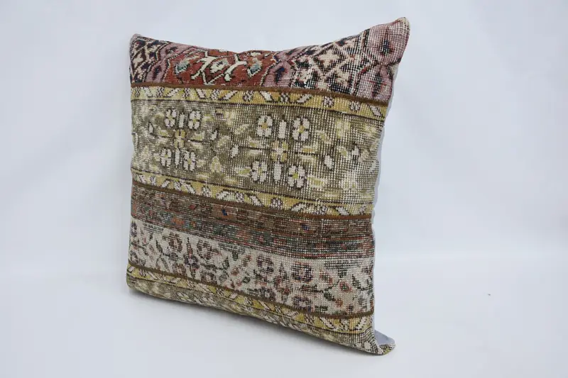 Antique Pillows, Cushion Case, Toss Pillow Case, Ethnical Kilim Rug Pillow, Natural Cushion, Vintage Kilim Pillow, 28x28 Beige Cushion - 4