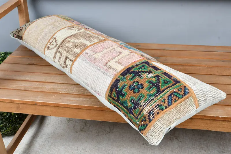 Pillow for Sofa, Home Decor Pillow, Turkish Pillow, Turkish Bench Cushion Cover, Accent Pillow Cover, Pillow Sham, 12x36 Beige Pillow Cover - 2