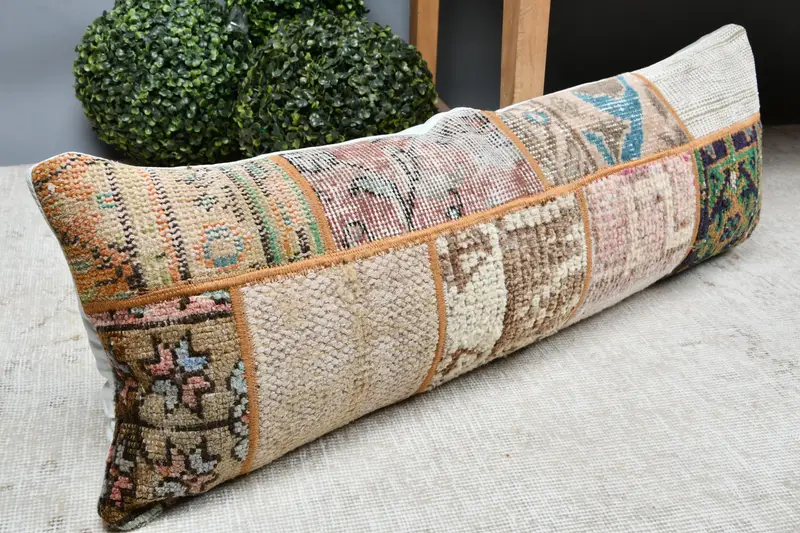Pillow for Sofa, Home Decor Pillow, Turkish Pillow, Turkish Bench Cushion Cover, Accent Pillow Cover, Pillow Sham, 12x36 Beige Pillow Cover - 7