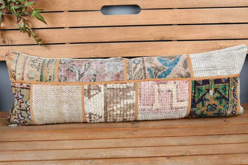 Pillow for Sofa, Home Decor Pillow, Turkish Pillow, Turkish Bench Cushion Cover, Accent Pillow Cover, Pillow Sham, 12x36 Beige Pillow Cover - 6