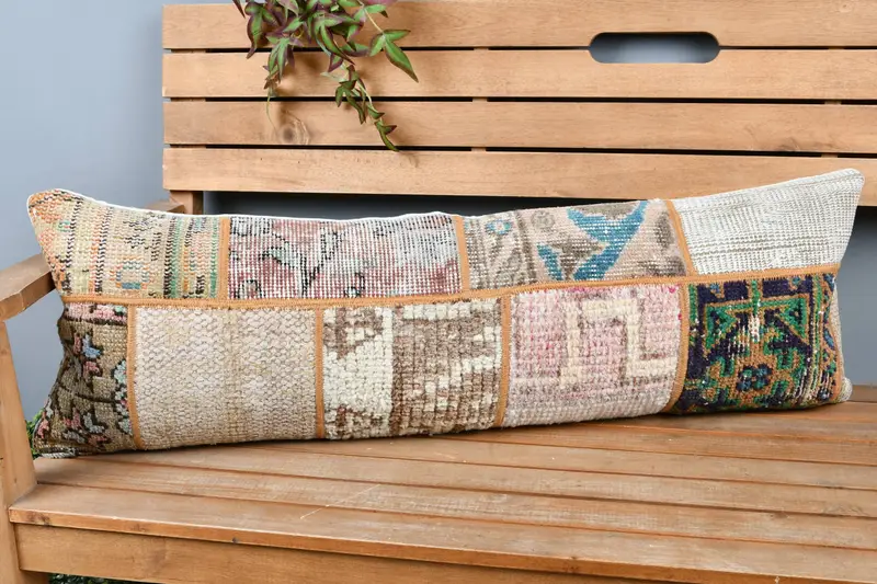 Pillow for Sofa, Home Decor Pillow, Turkish Pillow, Turkish Bench Cushion Cover, Accent Pillow Cover, Pillow Sham, 12x36 Beige Pillow Cover - 1