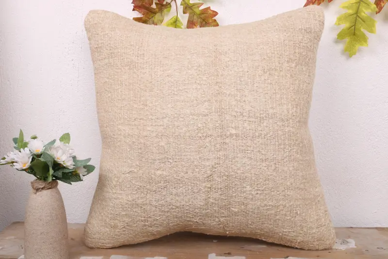 18x18 Beige Pillow Sham, Toss Pillow Sham, Pillow for Couch, Turkish Pillow, Pillow Sham, Hippie Throw Cushion Cover, Interior Designer Pillow - 2