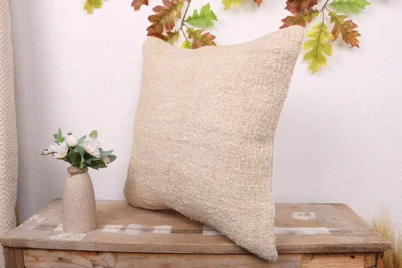 18x18 Beige Pillow Sham, Toss Pillow Sham, Pillow for Couch, Turkish Pillow, Pillow Sham, Hippie Throw Cushion Cover, Interior Designer Pillow - 4