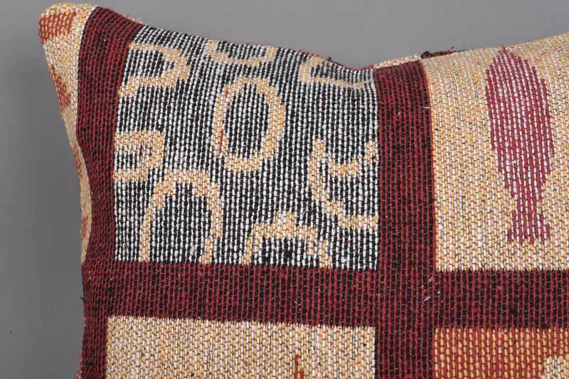 Handmade Throw Pillow, Art Deco Pillow Sham, 18x18 Orange Pillow Sham, Pillow for Couch, Pillow Sham, Vintage Kilim Throw Pillow, Pillow for Sofa - 5