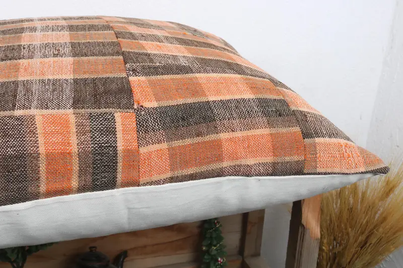 Garden Cushion Cover, Turkish Pillow, Ethnic Throw Cushion Cover, 24x24 Brown Pillow Sham, Pillow Cover, Handmade Kilim Cushion, Boho Pillow - 6