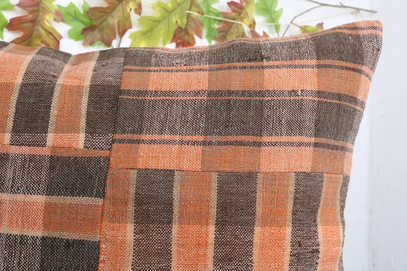 Garden Cushion Cover, Turkish Pillow, Ethnic Throw Cushion Cover, 24x24 Brown Pillow Sham, Pillow Cover, Handmade Kilim Cushion, Boho Pillow - 5