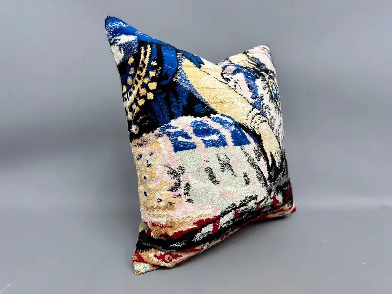 Vintage Pillow, Boho Pillow, Accent Throw Pillow Sham, Pillow Sham, Farmhouse Pillow Case, Pillow for Couch, Patio Pillow Sham, 18x18 Blue Pillow - 2