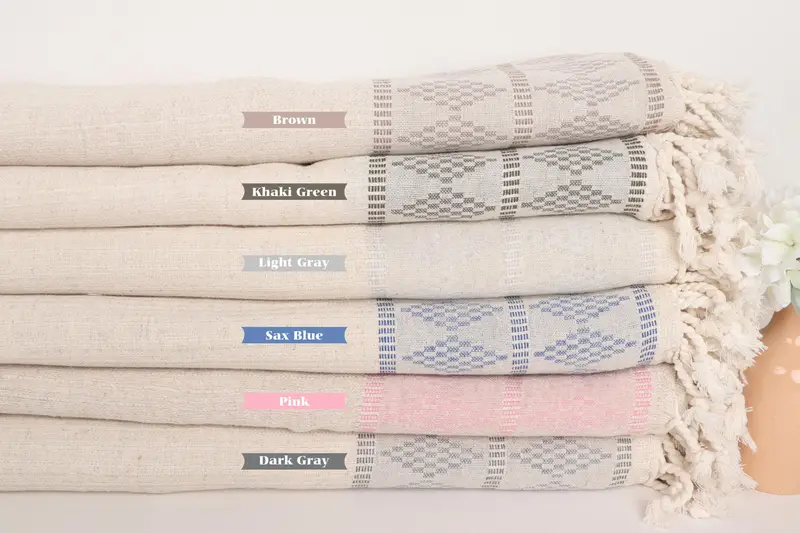 Decorative Blanket, Personalized Home Gift Wedding, Bachelor Gift, Throw Blanket Couch, Bridal Shower Gift, 100x88 Linen Kilim Design Towel - 2