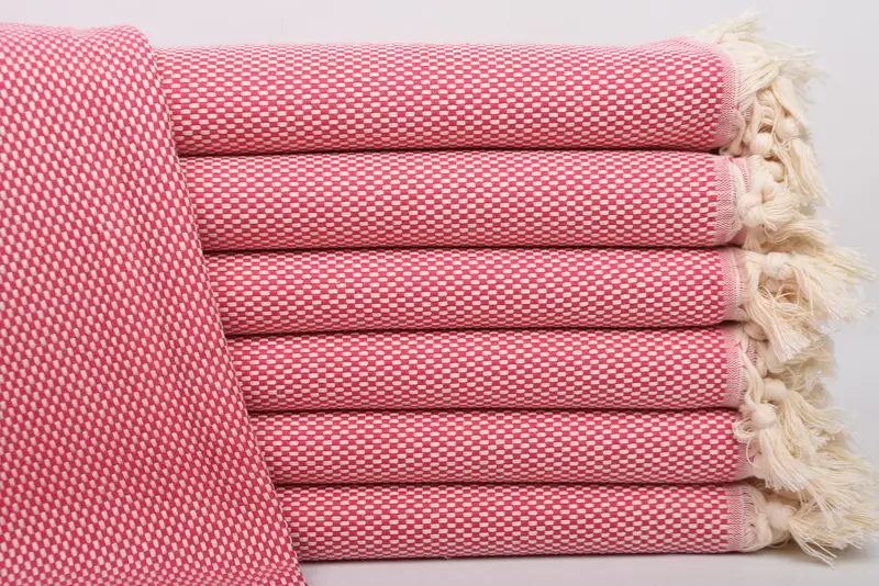 Personalized Fuchsia Cotton Polka Dot Towel, Bachelorette Gift, 40x71 Inches