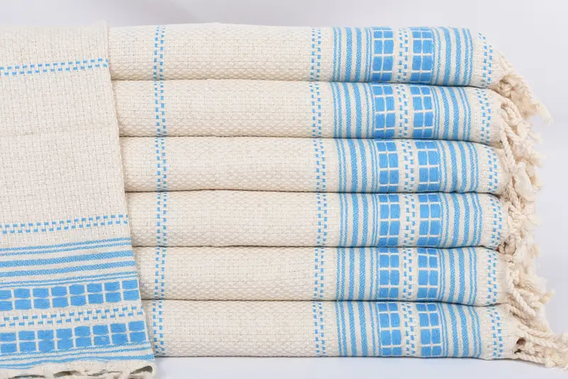Personalized Hand Towel Turquoise Striped, 40x20 Inches, Red, Beige