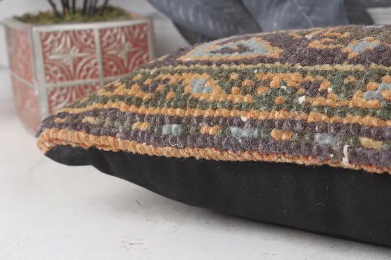 Vintage Pillow, Decorative Bolster Cushion Cover, Antique Pillows, Boho Pillow, 8x16 Blue Pillow Sham, Chair Cushion, Pillow Case - 7