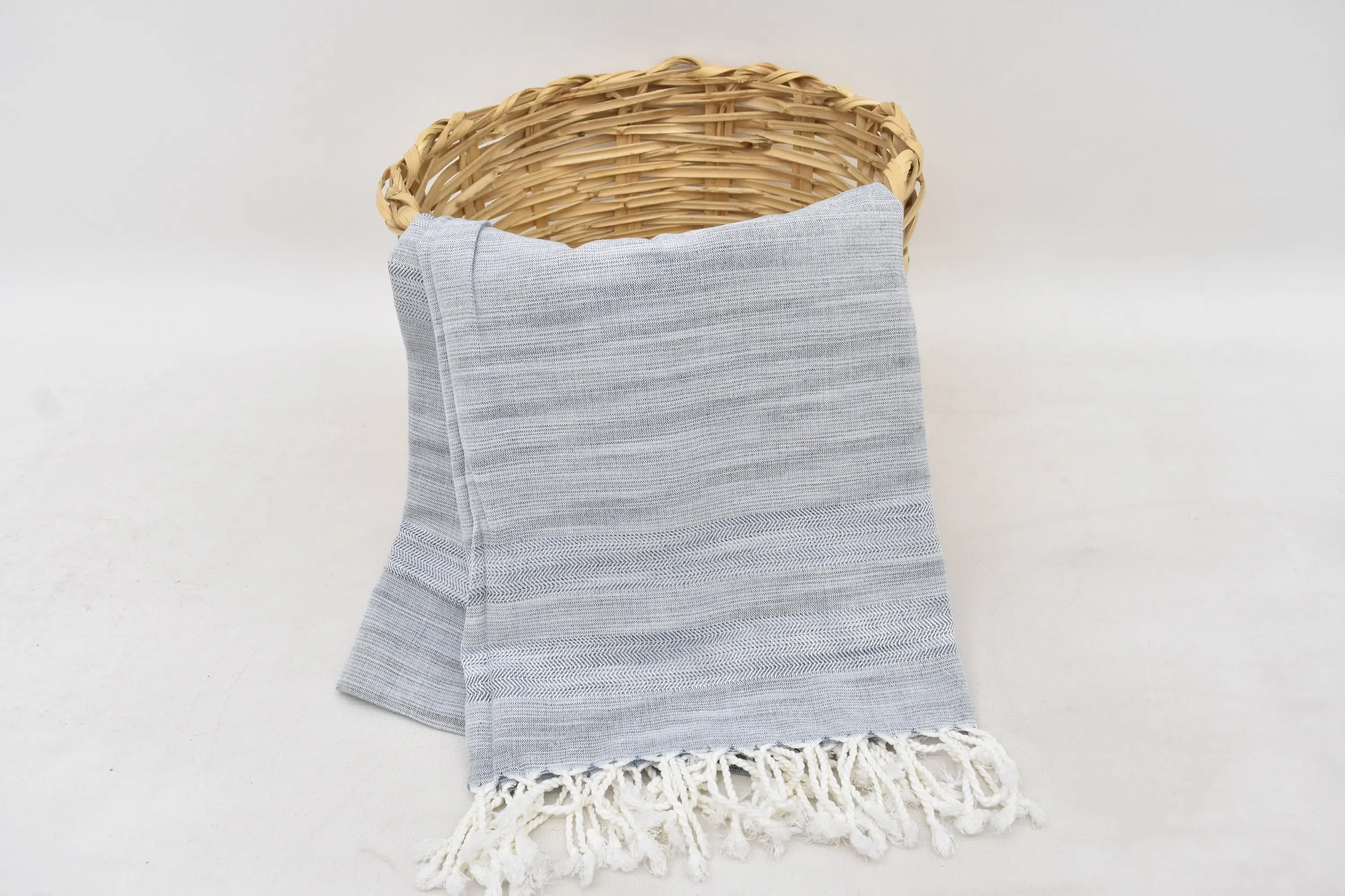 Personalized Turkish Cotton Navy Herringbone Towel, 70x36 Inches - 1
