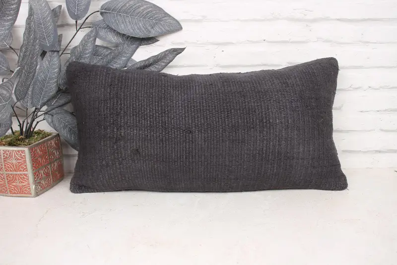 Ethnical Kilim Rug Pillow, Pattern Throw Cushion, 12x24 Brown Pillow, Pillow for Sofa, Ethnic Pillow Cover Cushion Cover, Cushion, Antique Pillows - 1