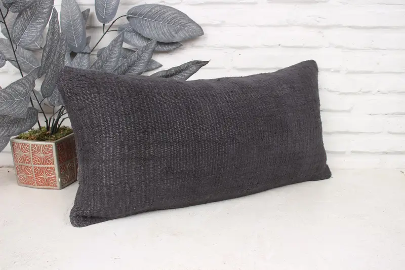 Ethnical Kilim Rug Pillow, Pattern Throw Cushion, 12x24 Brown Pillow, Pillow for Sofa, Ethnic Pillow Cover Cushion Cover, Cushion, Antique Pillows - 3