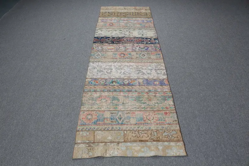 Vintage Runner Halı 2,5x8,5 ft, Mavi Kırmızı Fas Halısı Yün - 1