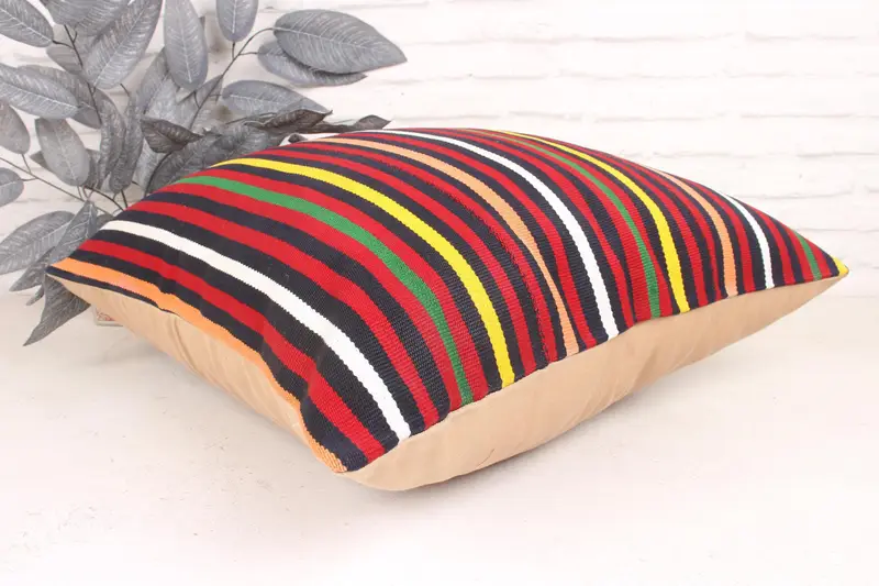 Anatolian Pillow, Designer Throw Cushion Case, 24x24 Red Pillow Sham, Gift Pillow, Pillow Sham, Kilim Cushion Sham, Vintage Pillow - 6