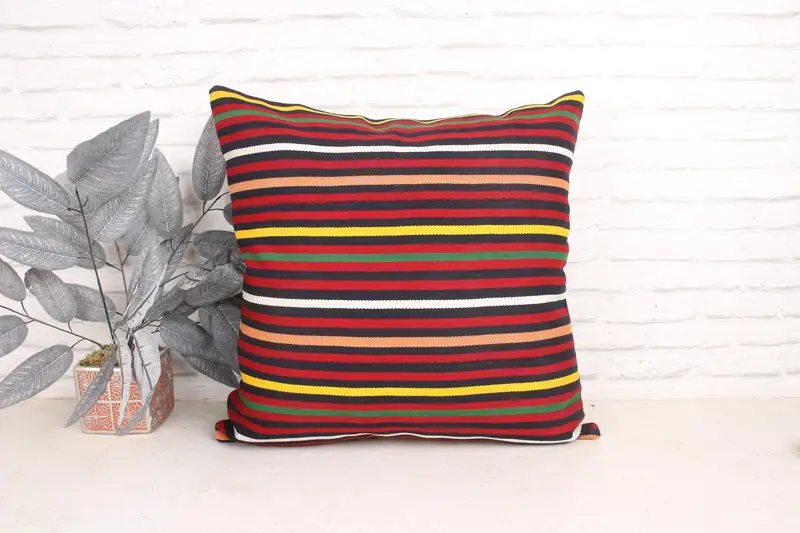 Anatolian Pillow, Designer Throw Cushion Case, 24x24 Red Pillow Sham, Gift Pillow, Pillow Sham, Kilim Cushion Sham, Vintage Pillow - 1