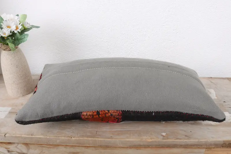 Cushion Case, One Of A Kind Pillow, Interior Designer Pillow, Ethnical Kilim Rug Pillow, 8x16 Red Pillow Case, Handmade Kilim Cushion - 7