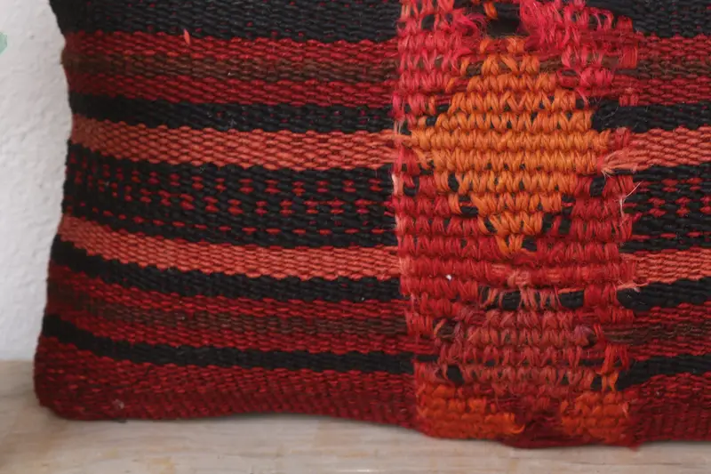 Cushion Case, One Of A Kind Pillow, Interior Designer Pillow, Ethnical Kilim Rug Pillow, 8x16 Red Pillow Case, Handmade Kilim Cushion - 3