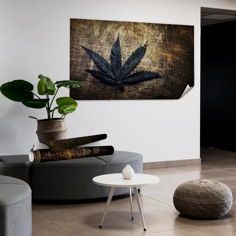 Vintage Esrar Yaprağı Kanvas: Sanatsal, Zarif, Baskılı Dekor