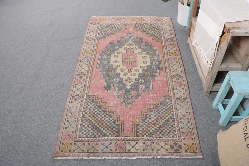 Red & Blue Rug, 3,2x6,1 ft Solid Pattern