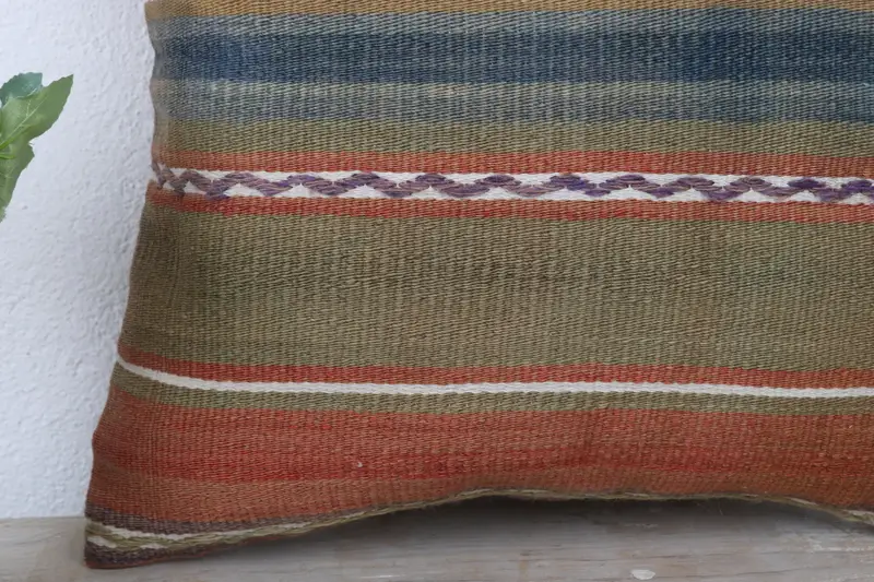Pillow Case, Antique Pillows, Boho Pillow, One Of A Kind Cushion Case, 14x14 Brown Pillow Sham, Vintage Kilim Pillow - 3
