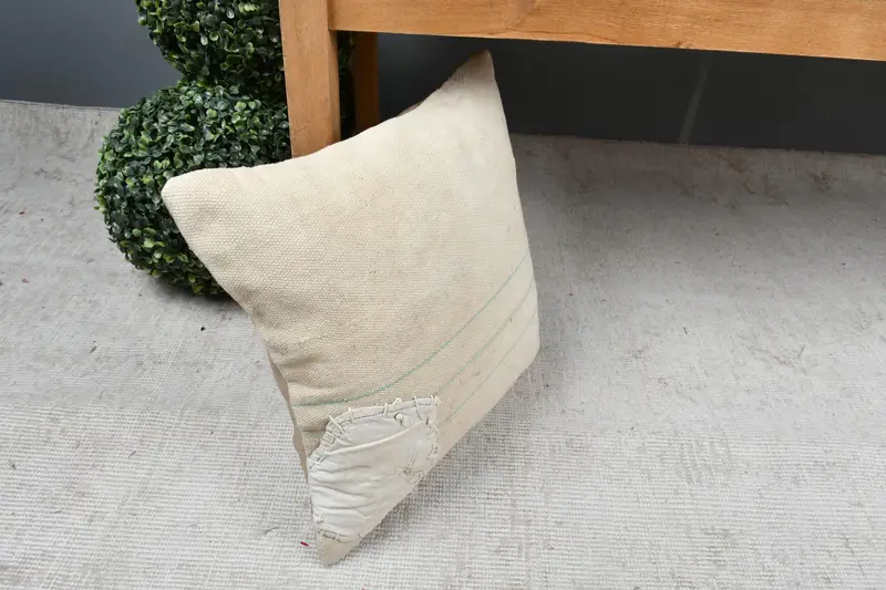 14x14 Beige Cushion Cover, Gift Pillow, Handmade Kilim Cushion, Luxury Cushion Cover, Outdoor Bolster Pillow, Cushion Case, Vintage Kilim Pillow - 6