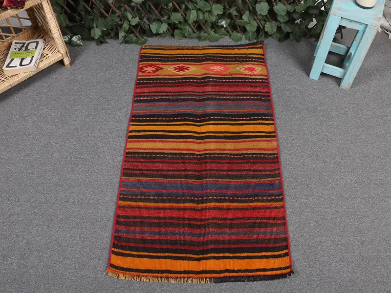 Red Camouflage Rug, 1.9x3.6 ft with Yellow Accents