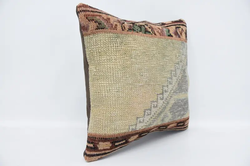 18x18 Beige Cushion Cover, Pillow Cover, Turkish Kilim Pillow, Handmade Kilim Cushion, Handwoven Cushion Cover, Boho Pillow Sham Cover - 3