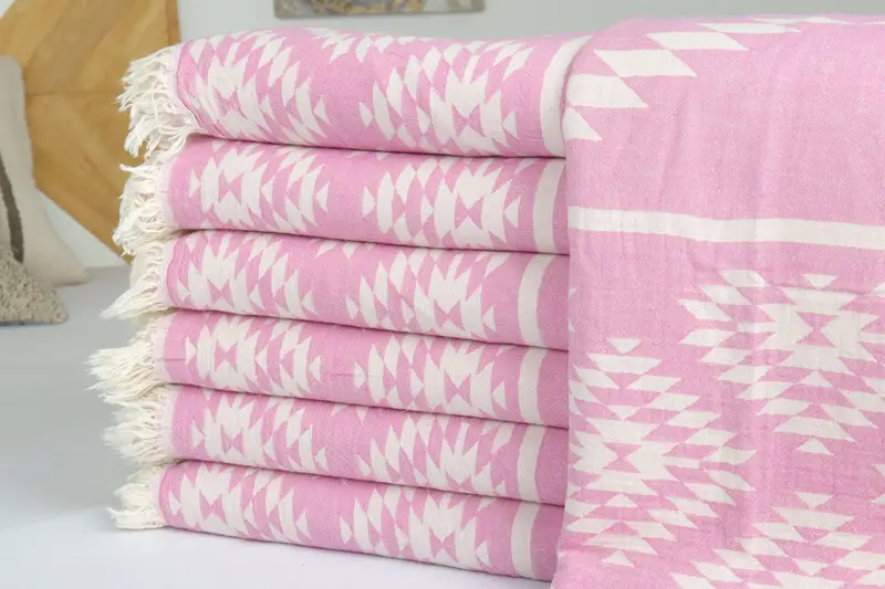 Turkish Beach Blanket, Spa Gift, Best Friend Wedding Gift, 84x56 Cotton Kilim Towel, Turkish Blanket, Housewarming Gift, Woven Blanket - 2