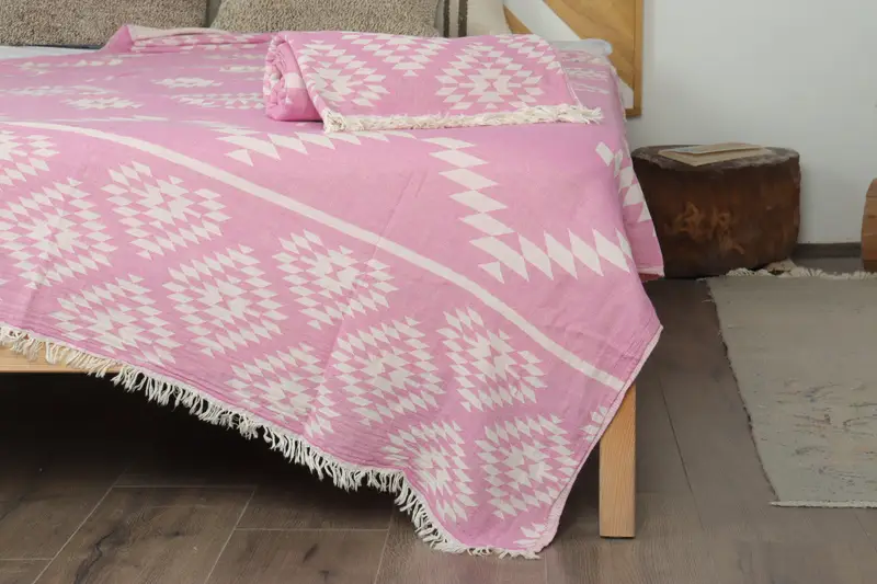 Turkish Beach Blanket, Spa Gift, Best Friend Wedding Gift, 84x56 Cotton Kilim Towel, Turkish Blanket, Housewarming Gift, Woven Blanket - 7