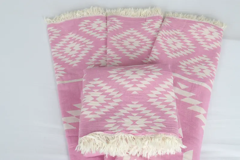 Turkish Beach Blanket, Spa Gift, Best Friend Wedding Gift, 84x56 Cotton Kilim Towel, Turkish Blanket, Housewarming Gift, Woven Blanket - 5