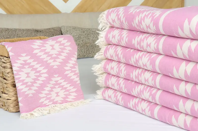 Turkish Beach Blanket, Spa Gift, Best Friend Wedding Gift, 84x56 Cotton Kilim Towel, Turkish Blanket, Housewarming Gift, Woven Blanket - 4