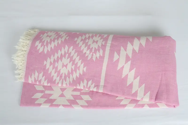 Turkish Beach Blanket, Spa Gift, Best Friend Wedding Gift, 84x56 Cotton Kilim Towel, Turkish Blanket, Housewarming Gift, Woven Blanket - 6