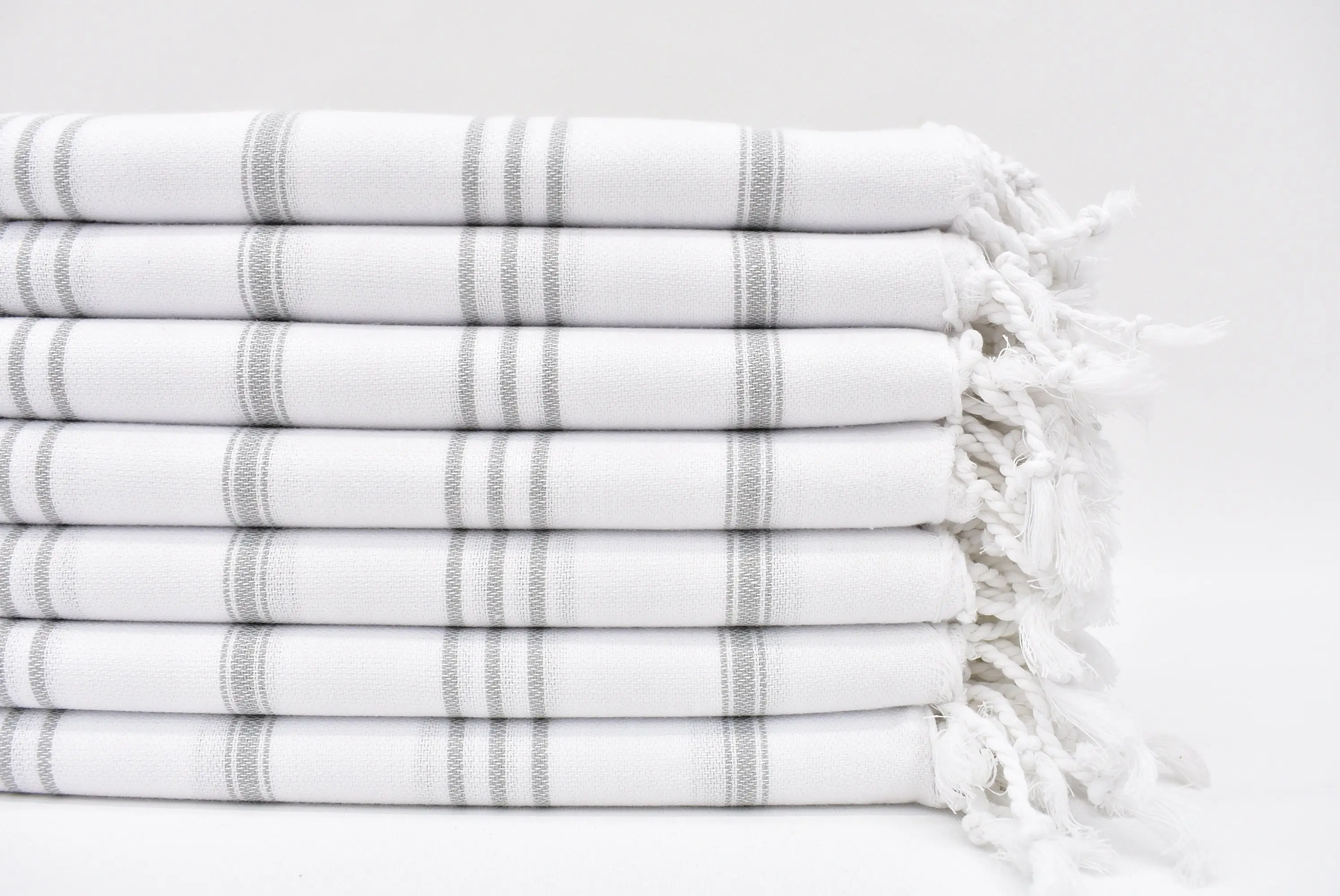 Personalized Kitchen Towel Gray Striped, 40x24 Inches, Organic Cotton - 1