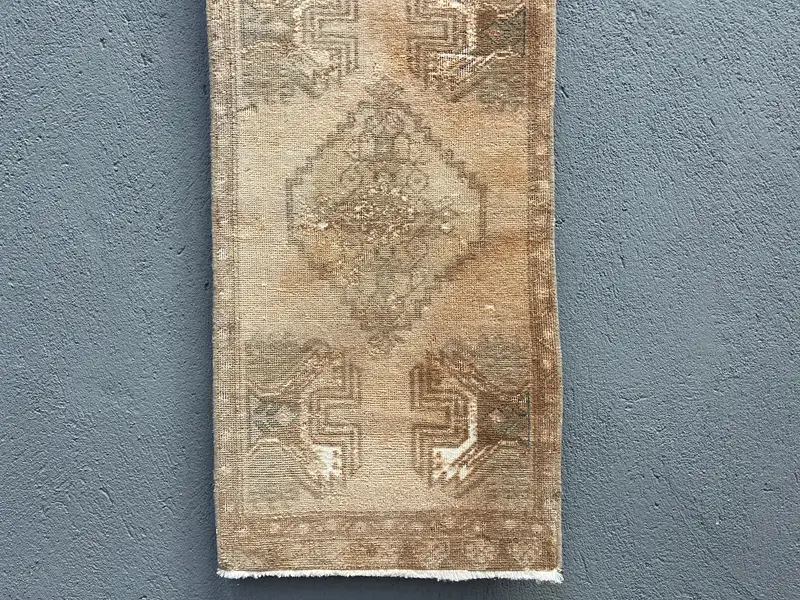 Vintage 1.6x3.2 ft Rug, Oushak Turkish Rug, Brown Oriental Wool Rug - 1