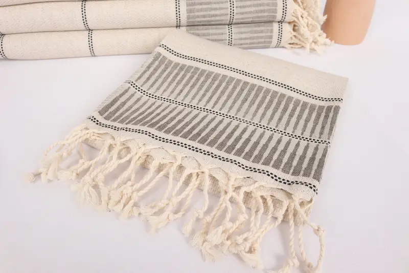 Personalized Dish Towel, Monogram Hand Towel, 40x20 Linen Striped Towel, Bachelor Gift, Bridal Shower Favors, Small Bath Towels, Beach Wedding Favor - 5