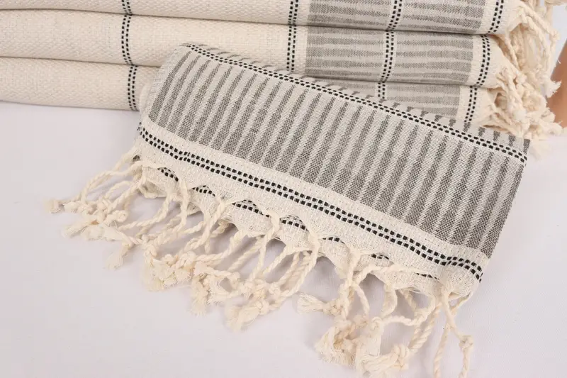 Personalized Dish Towel, Monogram Hand Towel, 40x20 Linen Striped Towel, Bachelor Gift, Bridal Shower Favors, Small Bath Towels, Beach Wedding Favor - 4