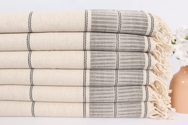 Personalized Dish Towel, Monogram Hand Towel, 40x20 Linen Striped Towel, Bachelor Gift, Bridal Shower Favors, Small Bath Towels, Beach Wedding Favor - 3